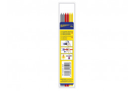 BLEISPITZ mélyfurat jelölőhöz töltőbetét grafit/piros/citromsárga 3x2db No.1416

020811-0310

• A vékony heggyel (2,8 mm) nagyon pontosan lehet jelölni• Szinte minden felületen használható• Mindent író ceruzabetét: sima és sötét felületek jelölésére alkalmas sárga és piros színű speciális vízálló ceruzabetét• 3x2 db grafit/piros/citromsárga betét